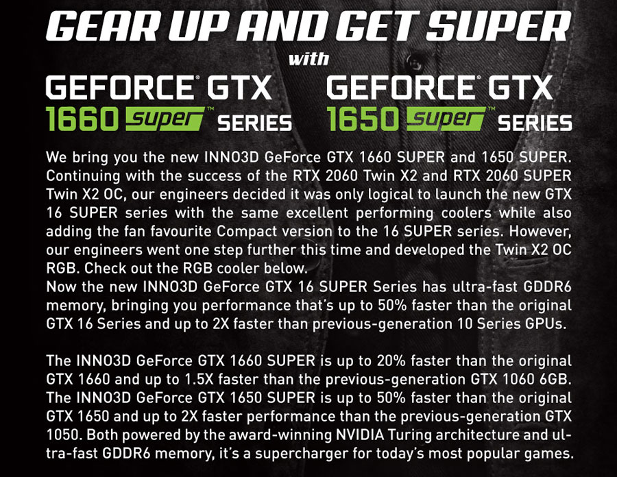 Inno3d GTX 1660 Super Twin X2 OC RGB 6GB GDDR6 Graphics Card N166S2-06D6X-1712VA15LB