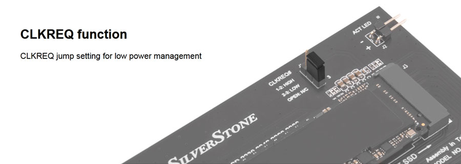 SilverStone M.2 PCIe NVMe SSD adapter card with Screwless design