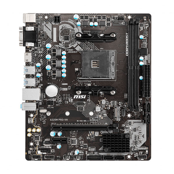 MSI A320M Pro VH Motherboard Supports 1st, 2nd and 3rd Gen AMD Ryzen Processors