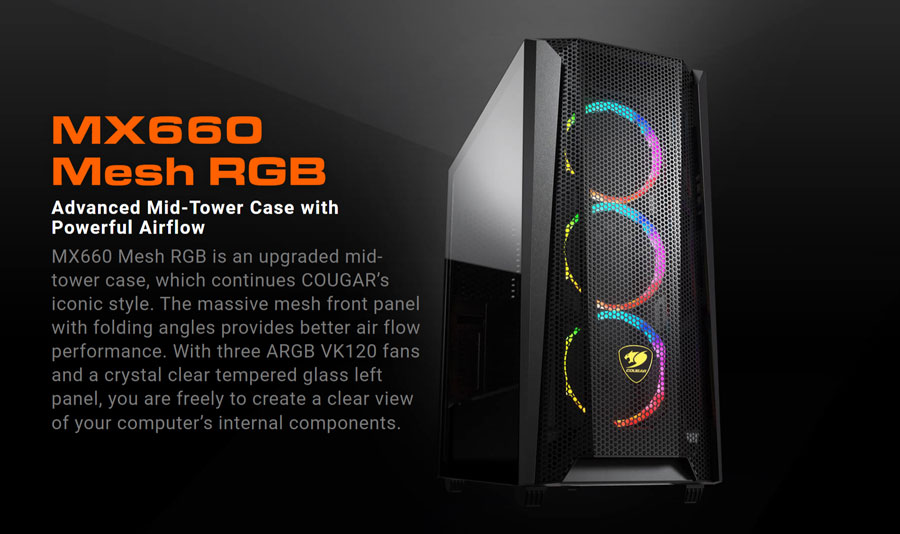 Cougar MX660 Mesh RGB Advanced Mid-Tower Case with Powerful Airflow 