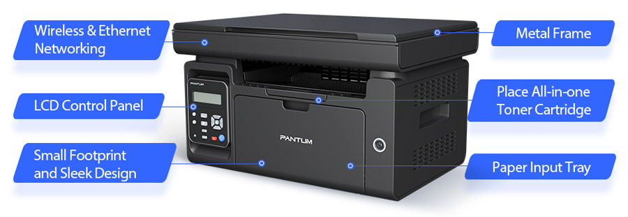 Pantum All In One Multifunction Laser Printer Black Print Scan Copy(M6518NW)