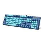 Rapoo V500 Pro Mechanical Gaming Keyboard Cyan Blue Edition with Blue Switches, Spill-Resistant Design & Aluminium Alloy Surface Cover.