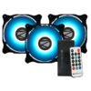 ZEBRONICS ZEB-PGF500C 120mmx3 Premium Chassis ARGB Fans Combo Kit with RGB Controller, Remote, 35CFM Airflow, RGB Sync, Hydro Bearing, Inner Glow with 8 LEDs, ARGB Extender and Dual 3 Pin Connector.