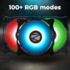 ZEBRONICS ZEB-PGF500C 120mmx3 Premium Chassis ARGB Fans Combo Kit with RGB Controller, Remote, 35CFM Airflow, RGB Sync, Hydro Bearing, Inner Glow with 8 LEDs, ARGB Extender and Dual 3 Pin Connector. - Image 3
