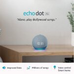 Echo Dot 4th Gen with clock | Smart speaker with powerful bass, LED display and Alexa (Blue)