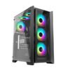 Ant Esports ICE-170TG Mid-Tower Computer Case/Gaming Cabinet - Black | Support ATX, Micro-ATX, ITX | Pre-Installed 3 Front Fans & 1 Rear Fan