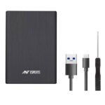 Ant Esports AESE205 2.5" Hard Drive Enclosure USB 3.1 for 2.5 Inch SSD & HDD External Hard Drive Aluminum Enclosure Support Max 6TB with UASP - Black