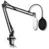 Microphone Stand Extension Arm, DIGIMORE D-110 Studio Suspension Scissor Boom Arm with Pop Filter, 3/8″ to 5/8″ Adapter, Mic Clip, Upgraded Heavy Duty Clamp for Blue Yeti Snowball Ice and Other Mics