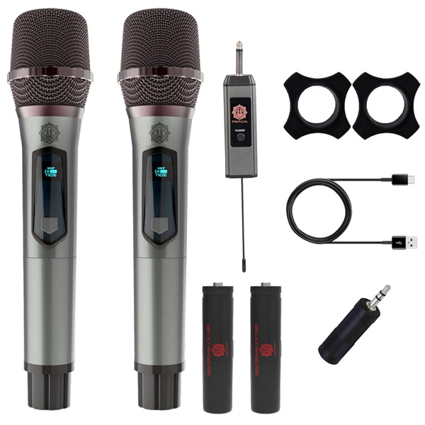 DIGIMORE Dual UHF Wireless Microphone for Singing | 8Hrs Battery | 160ft Range | Type-C Charging | Dual Cordless mic for House Parties, Outdoor Party, Singing, Classroom (D-350)
