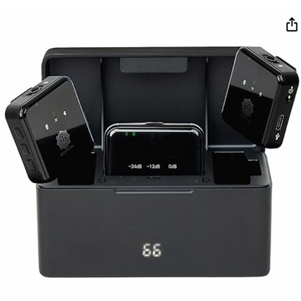 DIGIMORE Wireless Microphone with Digital Display Charging Case, Wireless Mic for Youtubers, Video Recording, Live Stream, Noise Cancellation Lapel Mic for Type-C Android & iPhone (D-450)