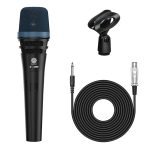 DIGIMORE Cardioid Dynamic Microphone | Wired Mic with 20ft XLR Cable & Mic Holder | for Vocals, Singing, Karaoke Mic, Live Performance (D-1020)