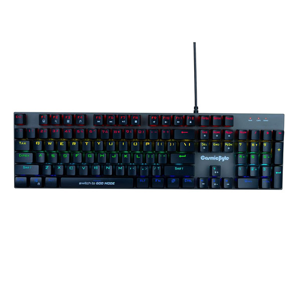 Cosmic Byte CB-GK-27 Vanth Mechanical Keyboard Upgraded with Swappable Outemu Blue Switches and Rainbow LED (Black/Grey)