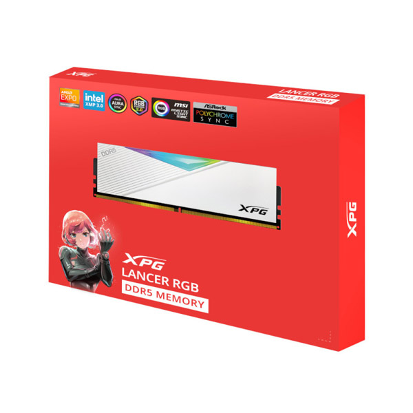 XPG Lancer DDR5 RGB 6000MHz 32GB (2x16GB) CL30-40-40 UDIMM 288-Pins Desktop SDRAM Memory RAM Kit with White Heatsink (AX5U6000C3016G-DCLARWH)