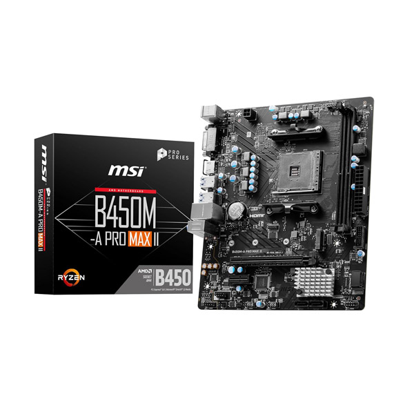 MSI B450M-A Pro Max II Motherboard AMD AM4 DDR4 M.2 USB 3.2 Gen 1 HDMI M-ATX Motherboard