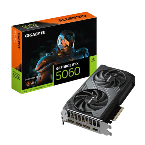 Gigabyte RTX 5060 Windforce OC 8GB GDDR7 Graphics Card,(GV-N5060WF2OC-8GD)