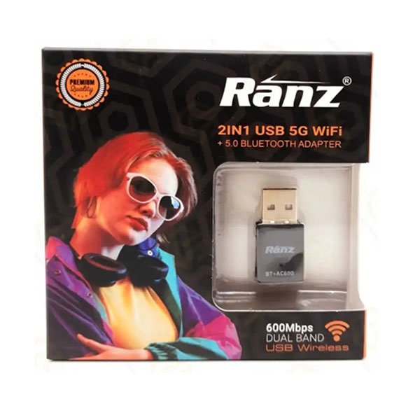 Ranz 2in1 Usb 5g Wi-Fi Dongle With Bluetooth 600 Mbps Dual Band Adapter