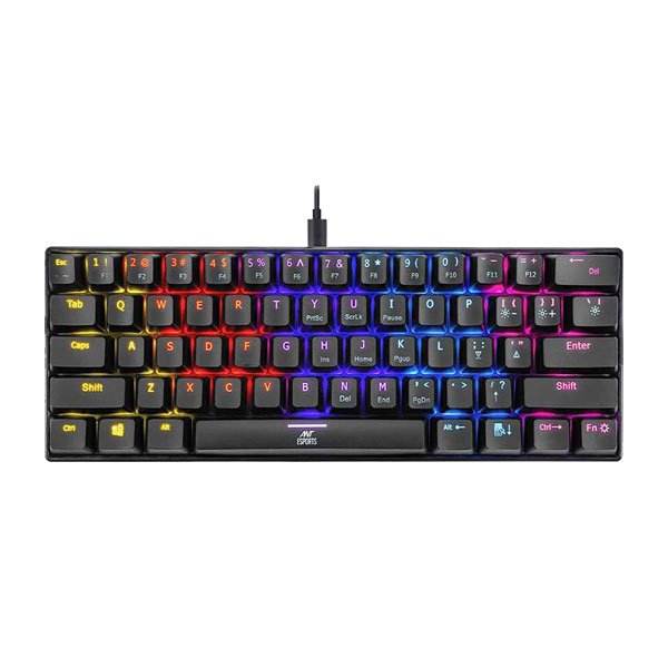 Ant Esports MK1200 Mini Mechanical Wired Mechanical Gaming Keyboard black Hot-Swappable Per-Key RGB Red Outemu Switche