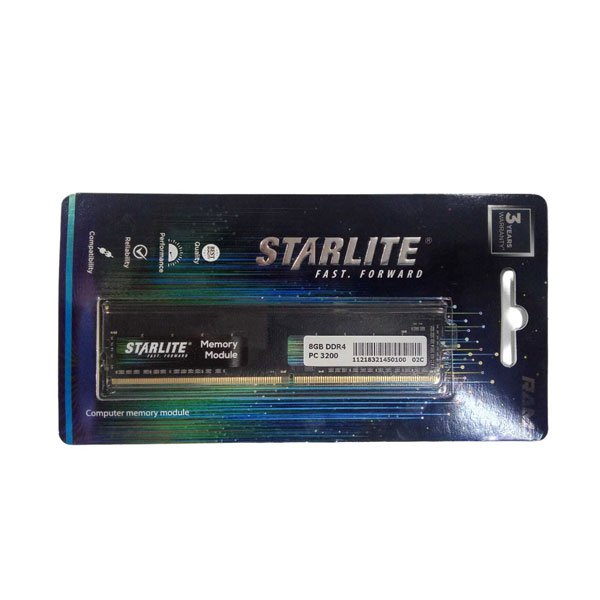 Starlite 8GB DDR4 3200mhz Ram | Desktop Ram for Standard & Gaming PC Comes with 3years Warranty